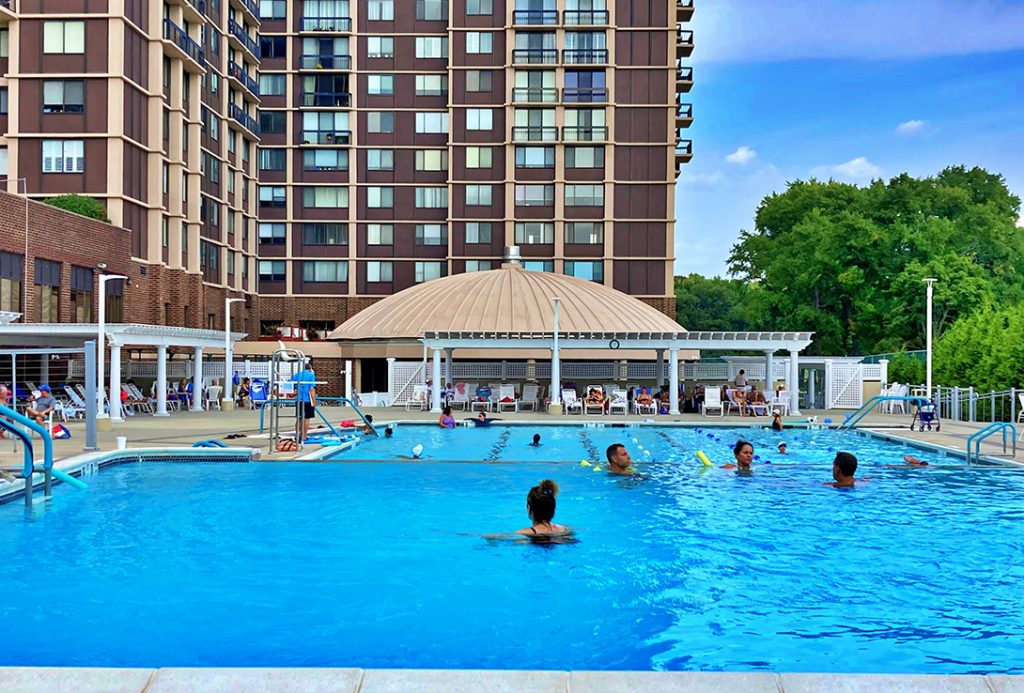 Indoor/Outdoor Pools at North Shore Towers - Luxury Co-op Apartments